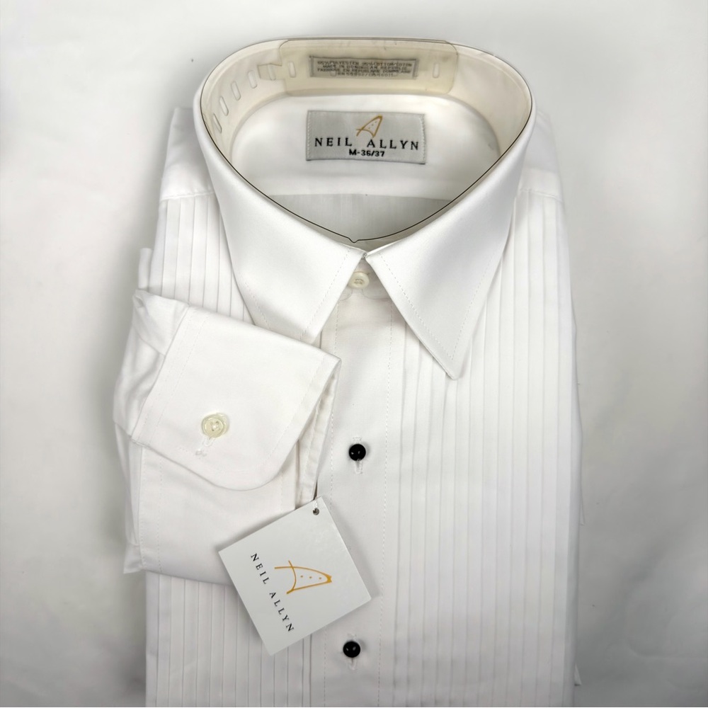New Neil Allyn Men's White Dress Shirt Formal Long Sleeve Size M 36/37